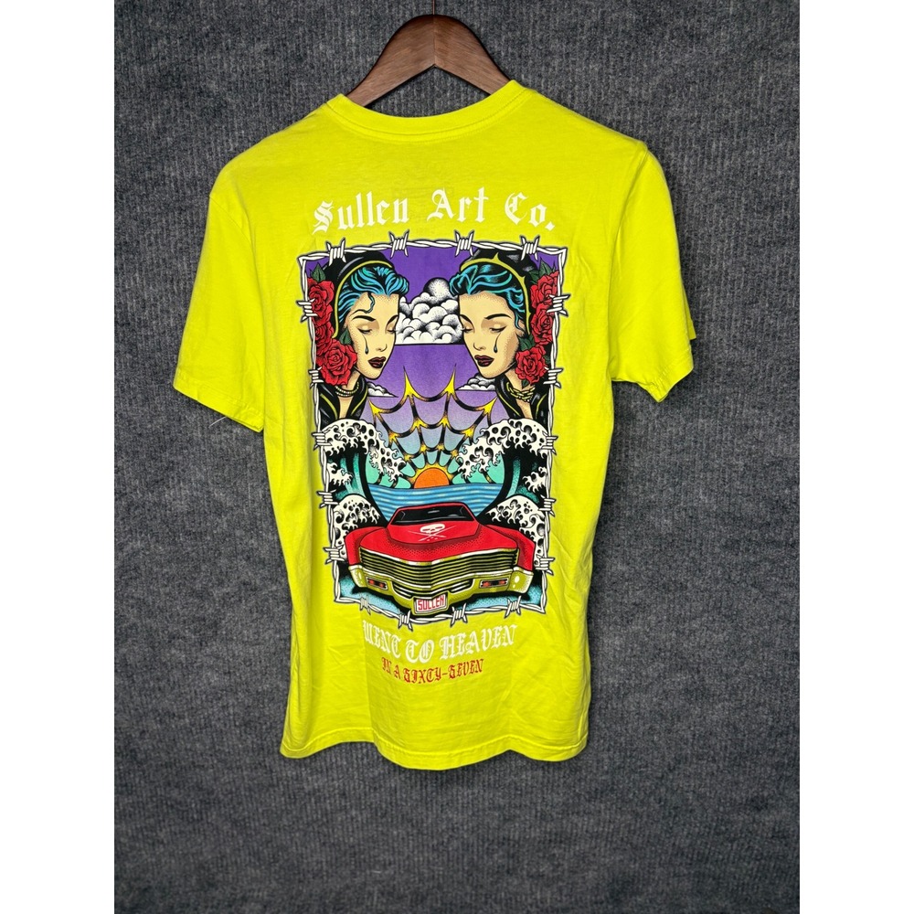 Sullen Art Co Neon Yellow Sixty-Seven Lowrider Graphic T-Shirt Mens Small NWT